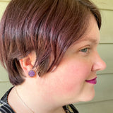 Purple Yarn Ball Enamel Earrings