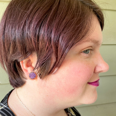 Purple Yarn Ball Enamel Earrings