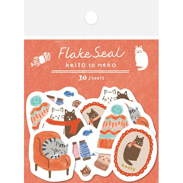 Cat & Yarn Flake Sticker