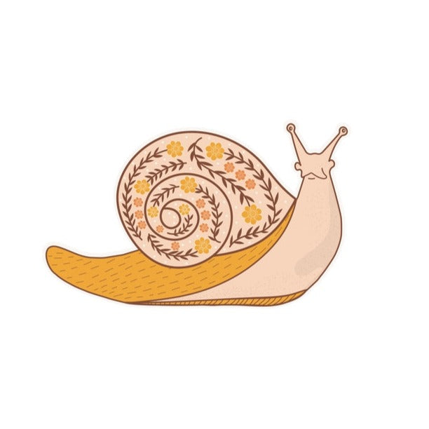 Quilted Floral Snail Vinyl Sticker