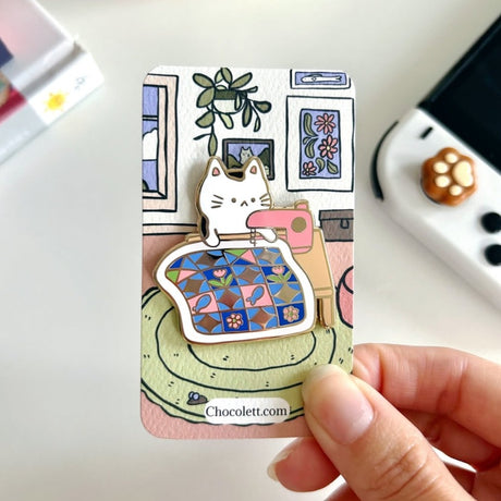 Chocolett Quilting Cat Enamel Pin