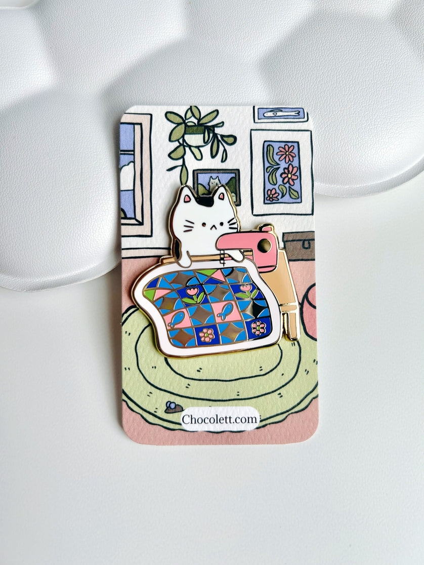 Chocolett Quilting Cat Enamel Pin