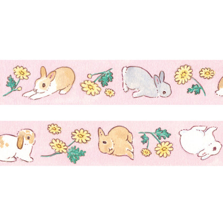 Schinako Moriyama Bunny &amp; Chrysanthemum Garland Washi Tape