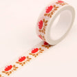 Red Floral Washi Tape - Cream