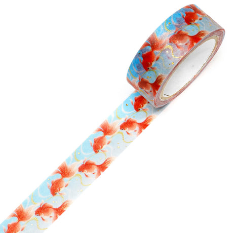 Red & White Gold Fish Washi Tape