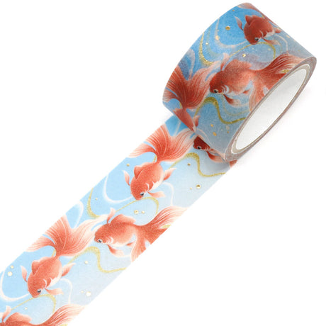 Red & White Gold Fish Washi Tape Wide