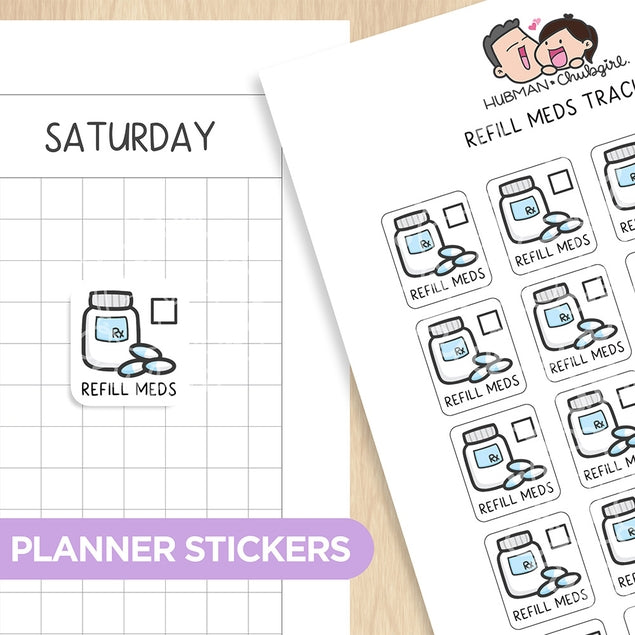 Refill Meds Tracker Planner Stickers