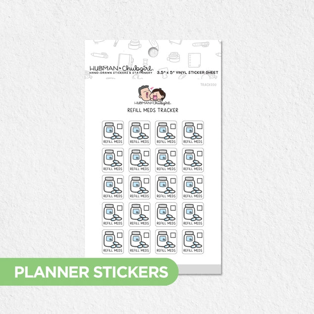 Refill Meds Tracker Planner Stickers