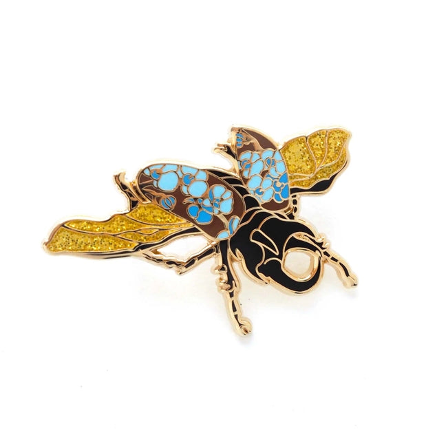 Rhinoceros Beetle Pin - Gold