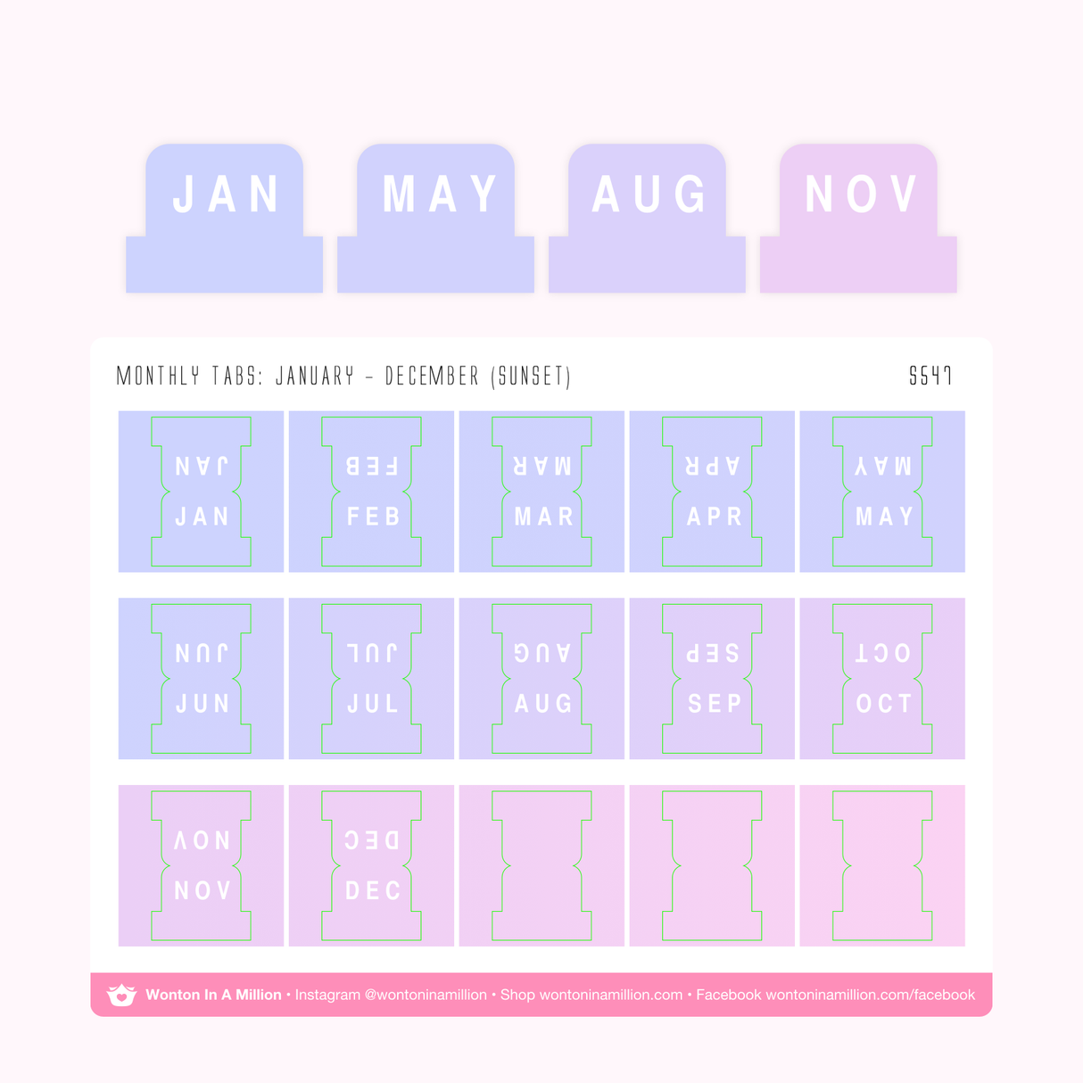 Sunrise Blush Monthly Tab Stickers