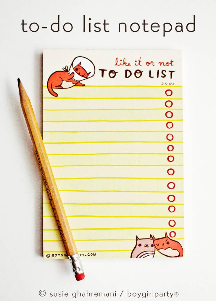 Sad Cat To Do List Notepad