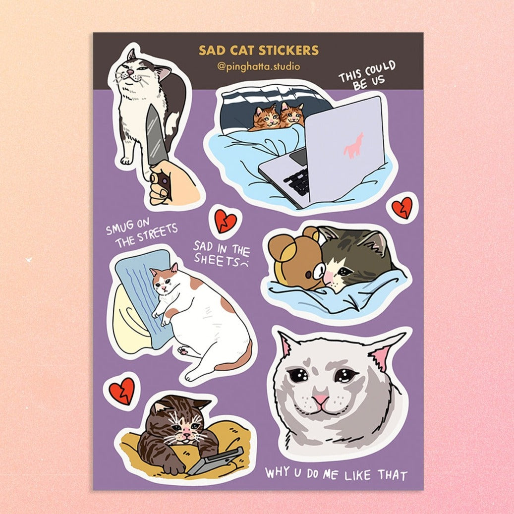 Sad Cat Meme Sticker Sheet