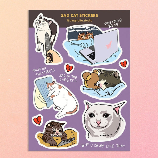 Sad Cat Meme Sticker Sheet