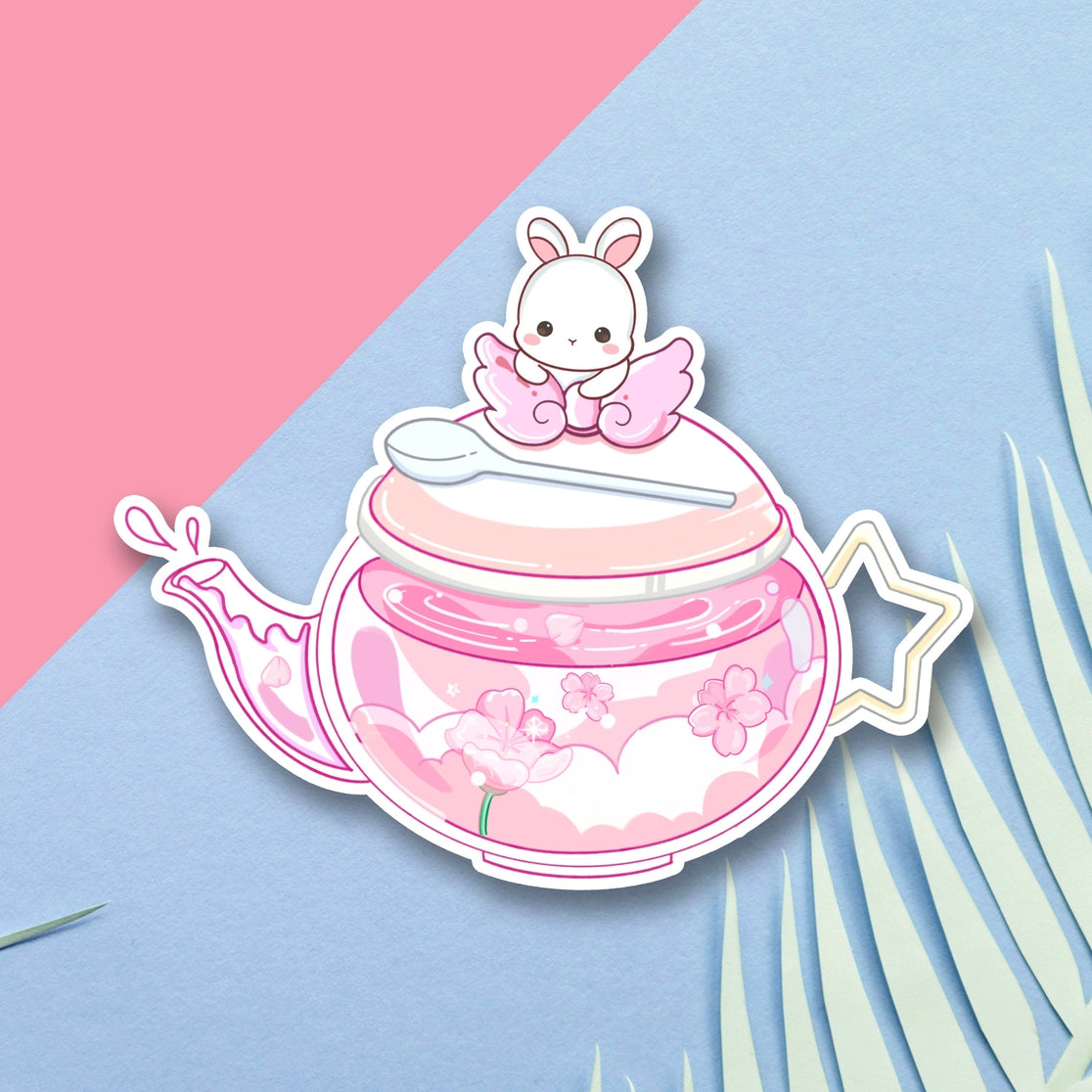 Sakura Bunny Teapot Sticker