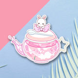 Sakura Bunny Teapot Sticker