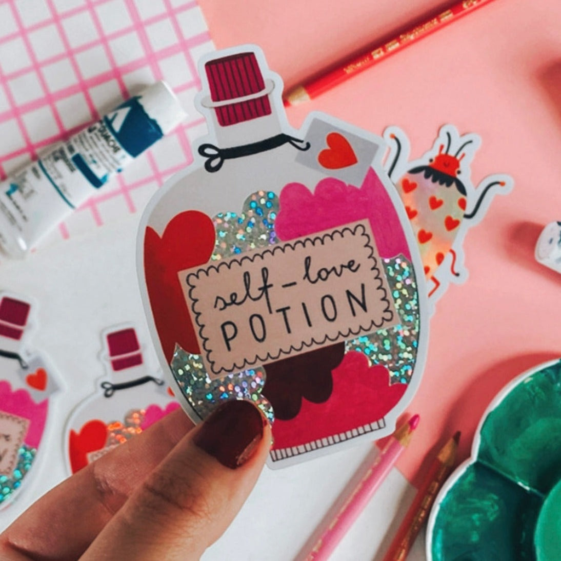 Self-Love Potion Glitter Sticker