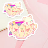 Sleepy Bear in Star Tea Sticker