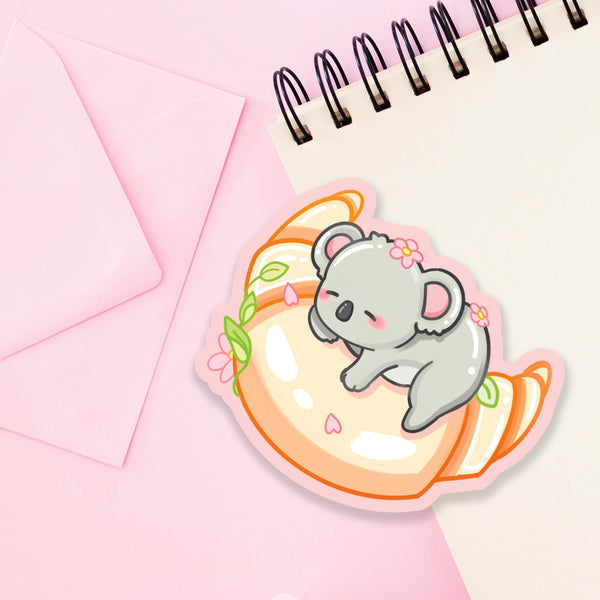 Sleepy Koala Croissant Sticker