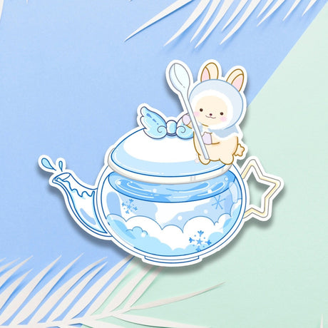 Sheepydust Snow Bunny Teapot Sticker