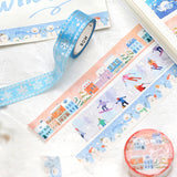 Cinta washi con bordado de nieve 