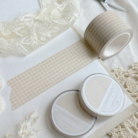 Soft Beige Grid Washi Tape 30mm