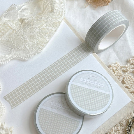 Soft Sage Green Grid Washi Tape 15mm