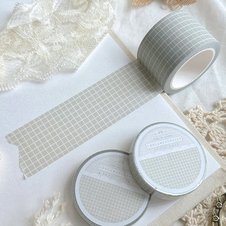 Soft Sage Green Grid Washi Tape 30mm