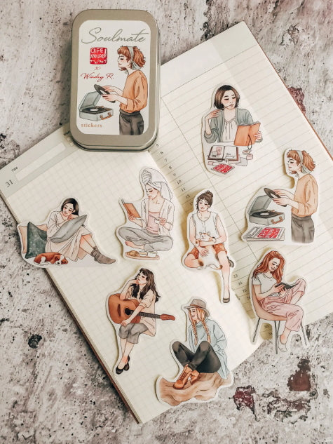 Cafe Analog X Windry R - Soulmate Girls stickers in tin