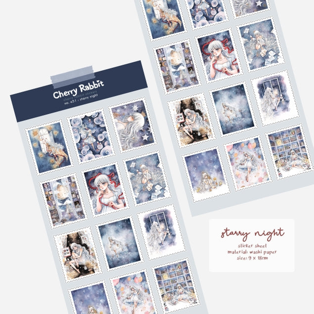 Starry Night Stamps Sticker Sheet