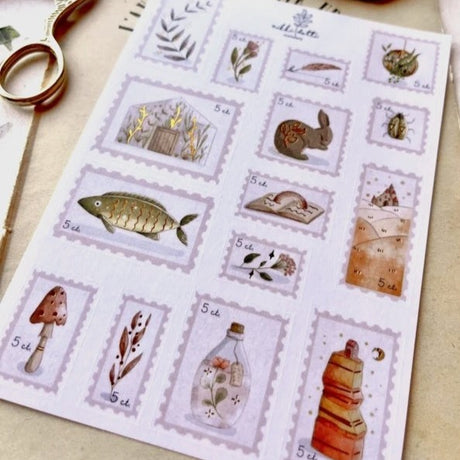 Nikki Dotti Postage Stamps Washi Sticker Sheet