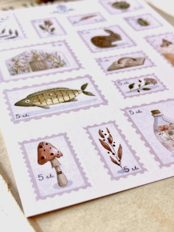 Postage Stamps Washi Sticker Sheet