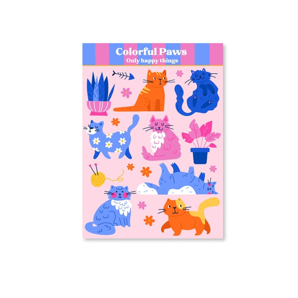 Colorful Paws Sticker Sheet A6