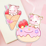 Strawberry Donut Cow Sticker