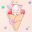 Strawberry Crepe Cow Sticker