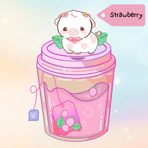 Strawberry Flavored Tea Cow Sticker