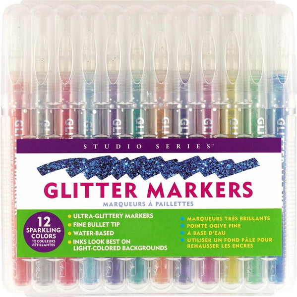 KINGART® Glitter Markers, Set of 12