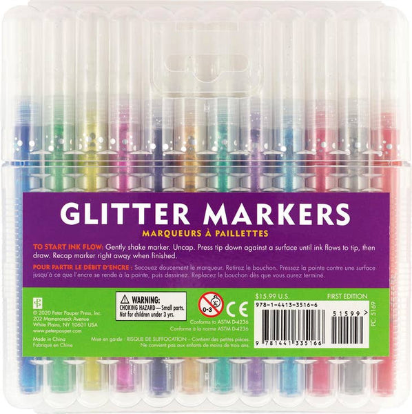 KINGART® Glitter Markers, Set of 12