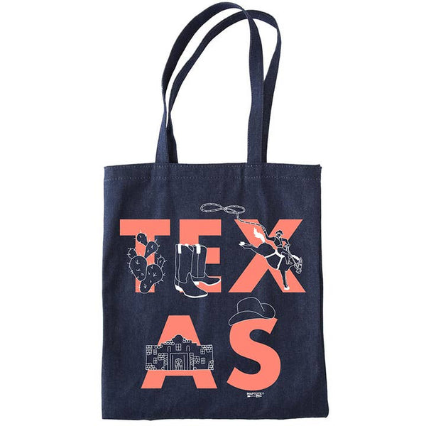 Texas Font Denim Tote