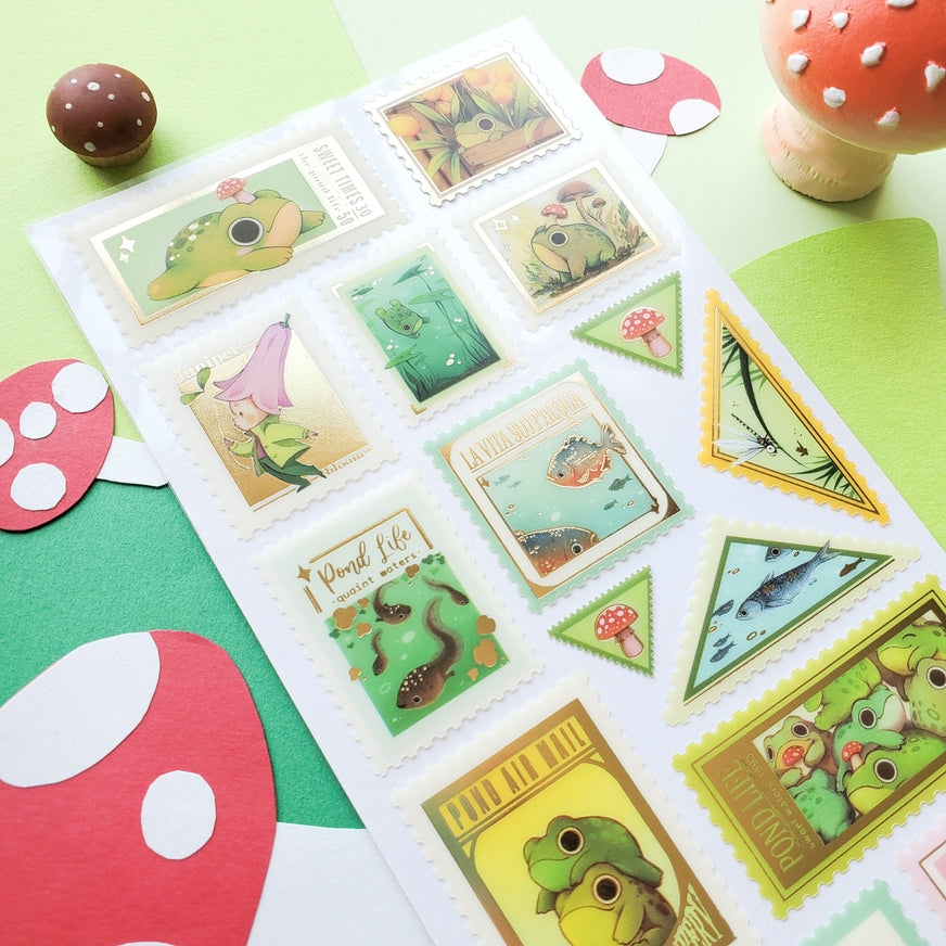 The Pond Life Stamps Sticker Sheet