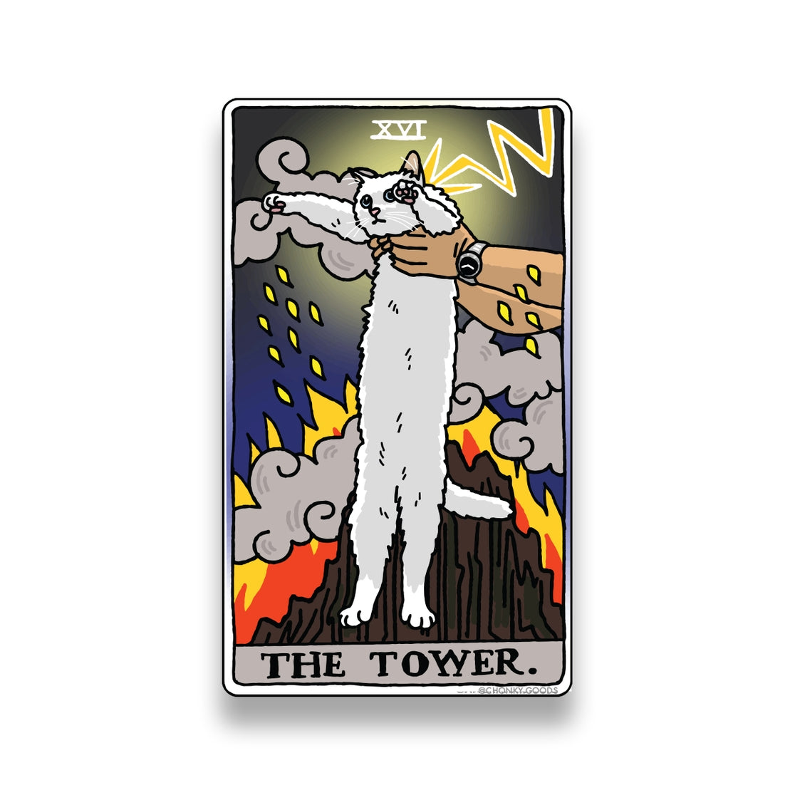 The Tower Tarot Cat Meme Stickers (Major Arcana)