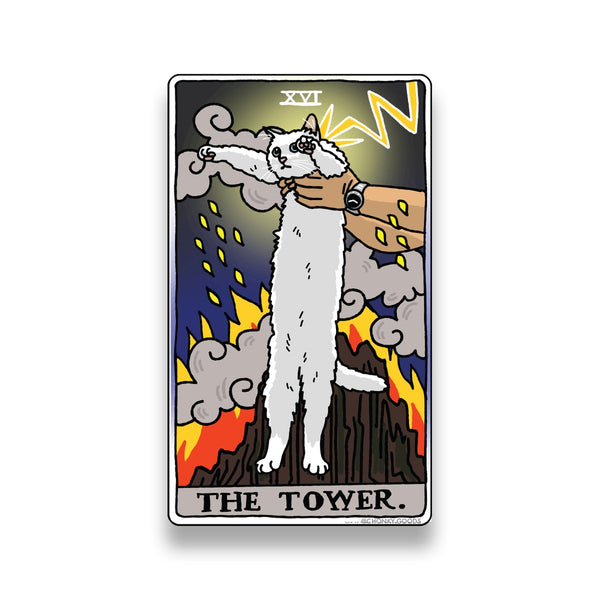 The Tower Tarot Cat Meme Stickers (Major Arcana)