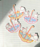 Umbrella Bunnies Pink Sticker