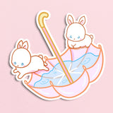 Umbrella Bunnies Pink Sticker