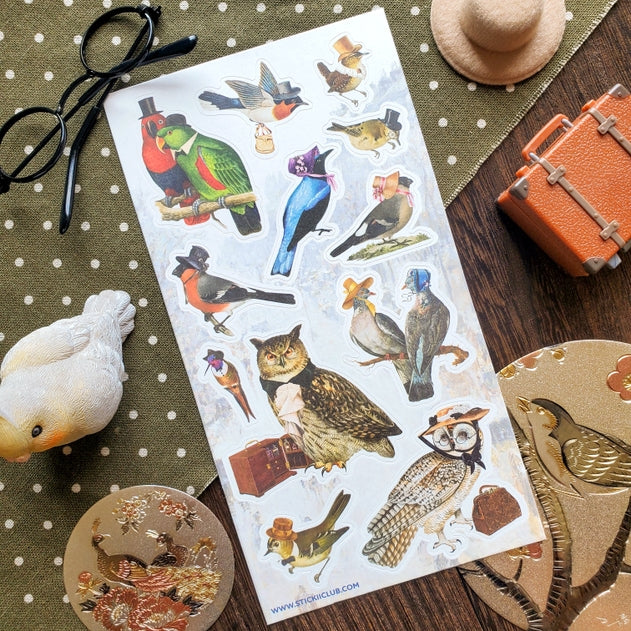 Victorian Birds Stamps Sticker Sheet