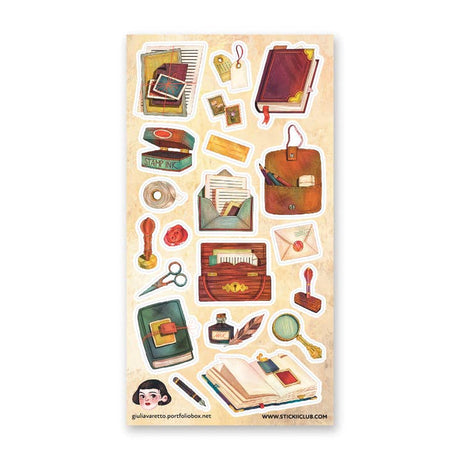 Vintage School Supplies Sticker Sheet