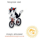 Kitty Cyclist Vinyl Sticker  Stasia Burrington Illustration