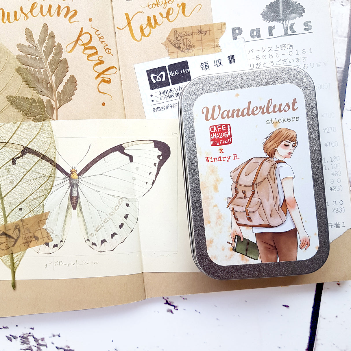 Cafe Analog X Windry R - Wanderlust Girls stickers in tin