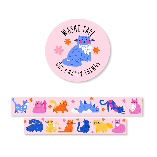 Cat Colorful Paws Washi Tape