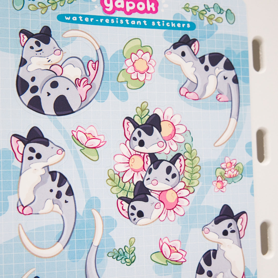 Water Opossum (Yapok) Vinyl Sticker Sheet