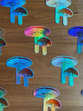 Mushroom Holographic Sticker Water Resistant